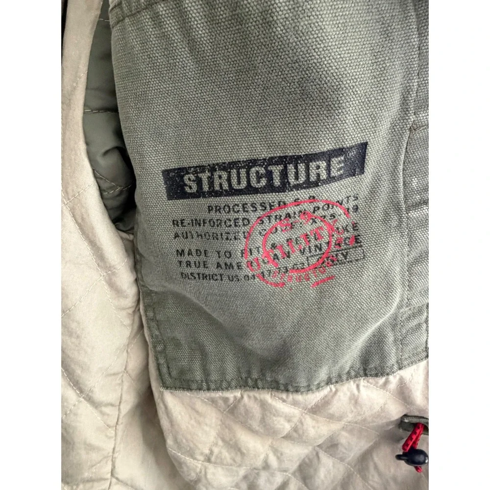 Vintage Structure Olive Green Utility Field Jacket Military Workwear Coat Mens M